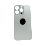 BACK COVER + ADESIVO FORO LARGO PER APPLE IPHONE 14 PRO MAX SCOCCA COPRIBATTERIA POSTERIORE ARGENTO SILVER WHITE BIANCO