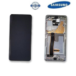 TOUCH SCREEN SCHERMO ORIGINALE SERVICE PACK PER SAMSUNG GALAXY S20 ULTRA G988B BIANCO WHITE CON FRAME VETRO LCD DISPLAY GH82-26033C / GH82-26032C