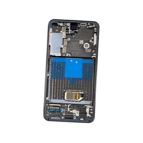 TOUCH SCREEN SCHERMO ORIGINALE SERVICE PACK PER SAMSUNG GALAXY S22 S901B NERO BLACK CON FRAME VETRO LCD DISPLAY GH82-27520A / GH82-27521A