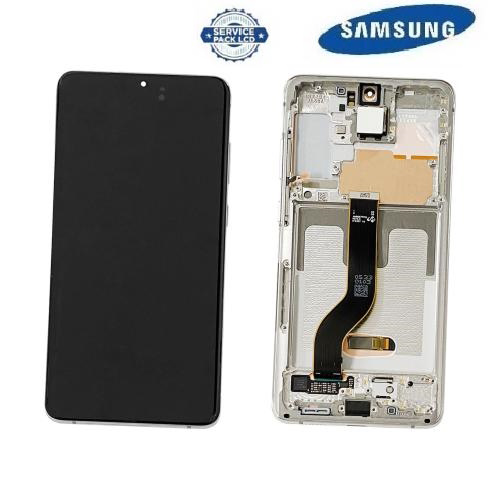 TOUCH SCREEN SCHERMO ORIGINALE SERVICE PACK PER SAMSUNG GALAXY S20 PLUS G985F G986B BIANCO WHITE VETRO LCD DISPLAY CON FRAME GH82-31441B / GH82-31442B / GH82-31445B