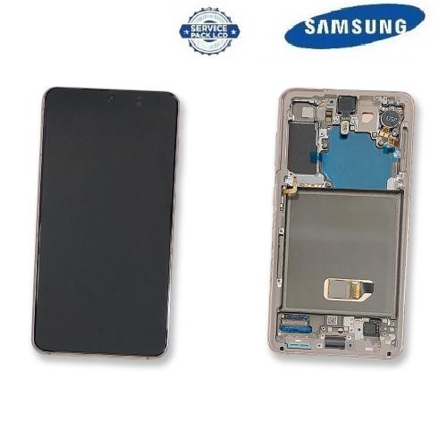 TOUCH SCREEN SCHERMO ORIGINALE SERVICE PACK PER SAMSUNG GALAXY S21 5G G991B VIOLET / VIOLA VETRO LCD DISPLAY CON FRAME GH82-27255B / GH82-27256B /  GH82-27257B