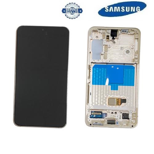 TOUCH SCREEN SCHERMO ORIGINALE SERVICE PACK PER SAMSUNG GALAXY S22 S901B VIOLA CON FRAME VETRO LCD DISPLAY GH82-27520F / GH82-27521F