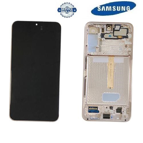TOUCH SCREEN SCHERMO ORIGINALE SERVICE PACK PER SAMSUNG GALAXY S22 PLUS S906B ORO ROSA GOLD CON FRAME VETRO LCD DISPLAY GH82-27500D / GH82-27501D