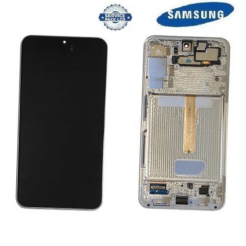 TOUCH SCREEN SCHERMO ORIGINALE SERVICE PACK PER SAMSUNG GALAXY S22 PLUS S906B BIANCO / CREAM / SKY BLUE CON FRAME VETRO LCD DISPLAY GH82-27500B / GH82-27501B