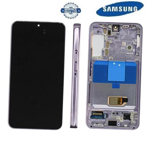 TOUCH SCREEN SCHERMO ORIGINALE SERVICE PACK PER SAMSUNG GALAXY S22 S901B BORA PURPLE / VIOLA CON FRAME VETRO LCD DISPLAY GH82-27520F / GH-8227521F / GH82-27521G