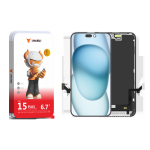 DISPLAY LCD IMISU FHD INCELL PER APPLE IPHONE 15 PLUS TOUCH SCREEN VETRO SCHERMO FRAME NERO