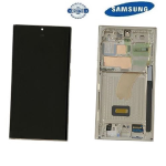 TOUCH SCREEN SCHERMO ORIGINALE SERVICE PACK PER SAMSUNG GALAXY S23 ULTRA 5G S918B CREMA / CREAM BEIGE CON FRAME VETRO LCD DISPLAY GH82-30465B / GH82-30466B