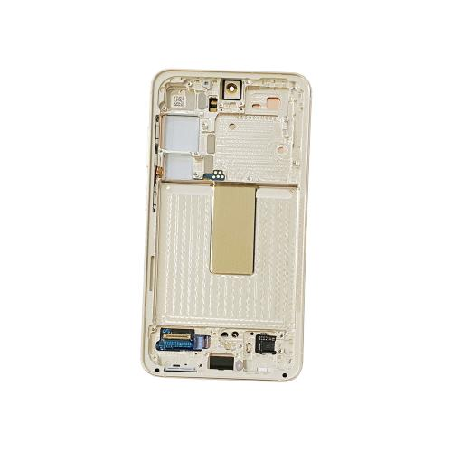 TOUCH SCREEN SCHERMO ORIGINALE SERVICE PACK PER SAMSUNG GALAXY S23 5G S911B CREMA / CREAM BEIGE CON FRAME VETRO LCD DISPLAY GH82-30480B / GH82-30481B / GH82-31001B