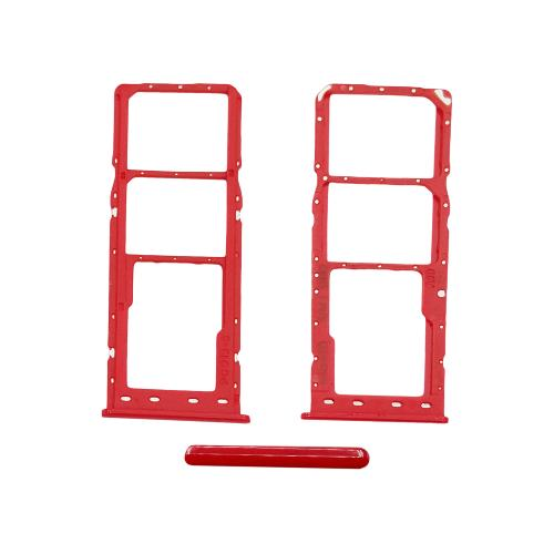 CARRELLO PORTA LETTORE DUAL SIM MICRO SD CARD READER SAMSUNG PER A105 A10 RED ROSSO