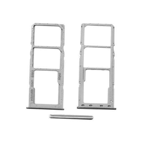 CARRELLO PORTA LETTORE DUAL SIM MICRO SD CARD READER PER SAMSUNG A71 A715F WHITE BIANCO SILVER ARGENTO