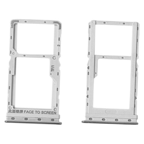CARRELLO PORTA LETTORE SIM + MICRO SD CARD READER PER XIAOMI MI A3 / CC9E BIANCO WHITE SILVER ARGENTO