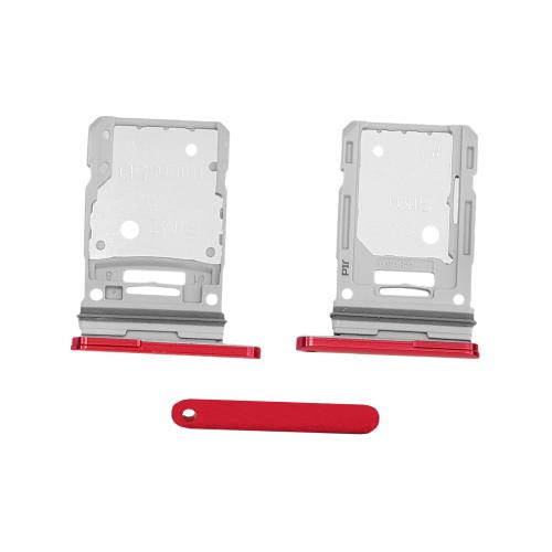 CARRELLO PORTA LETTORE DUAL SIM MICRO SD CARD READER SAMSUNG PER G780F G781B S20 FE ROSSO RED