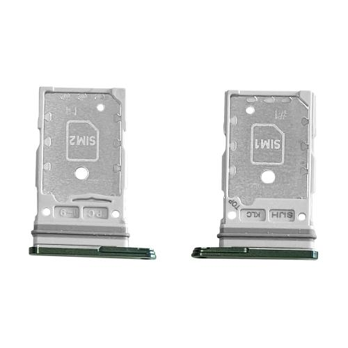 CARRELLO PORTA LETTORE DUAL SIM MICRO SD CARD READER SAMSUNG PER S908B S22 ULTRA GREEN VERDE 