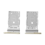 CARRELLO PORTA LETTORE DUAL SIM MICRO SD CARD READER SAMSUNG PER S918B S23 ULTRA 5G BEIGE ORO GOLD