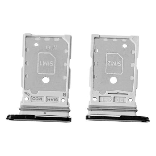 CARRELLO PORTA LETTORE DUAL SIM MICRO SD CARD READER SAMSUNG PER S918B S23 ULTRA 5G NERO BLACK 