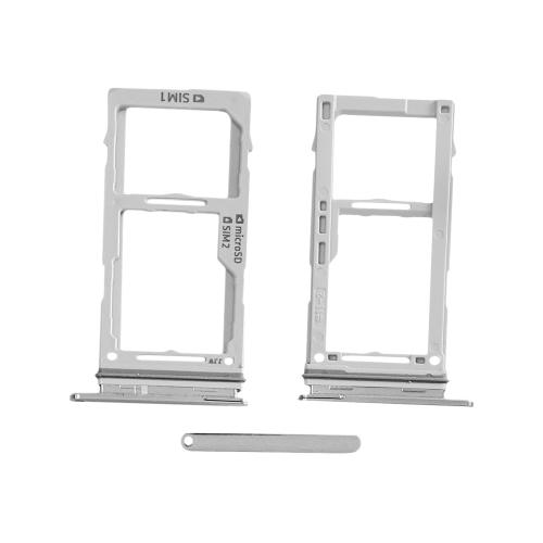 CARRELLO PORTA LETTORE DUAL SIM MICRO SD CARD READER SAMSUNG PER G970F S10E BIANCO WHITE SILVER ARGENTO