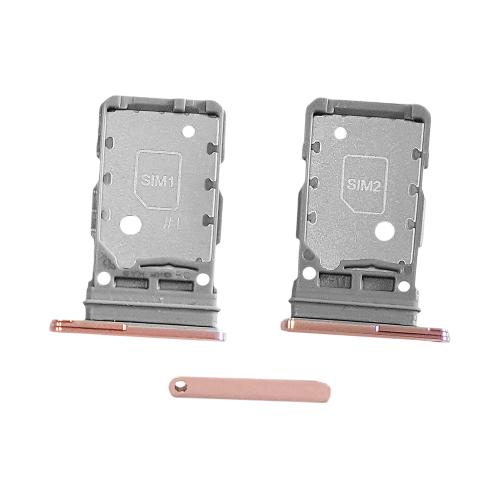 CARRELLO PORTA LETTORE DUAL SIM MICRO SD CARD READER SAMSUNG PER G991B S21 ROSA PINK 