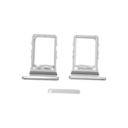 CARRELLO PORTA LETTORE DUAL SIM MICRO CARD READER SAMSUNG PER SM-F721B Z FLIP4 5G BANCO WHITE SILVER ARGENTO