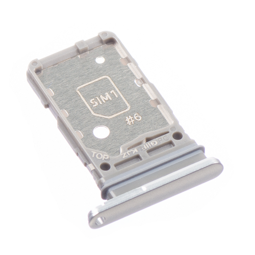 CARRELLO PORTA LETTORE DUAL SIM MICRO SD CARD READER SAMSUNG PER SM-S921B S24 / SM-S926B S24+ BIANCO ARGENTO SILVER 