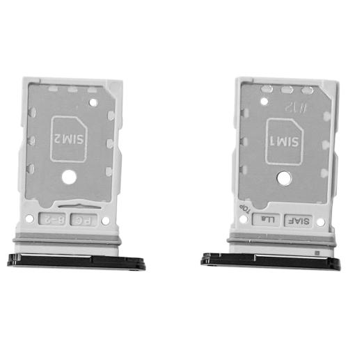 CARRELLO PORTA LETTORE DUAL SIM MICRO SD CARD READER SAMSUNG PER S911B S23 / S916B S23 PLUS NERO BLACK 