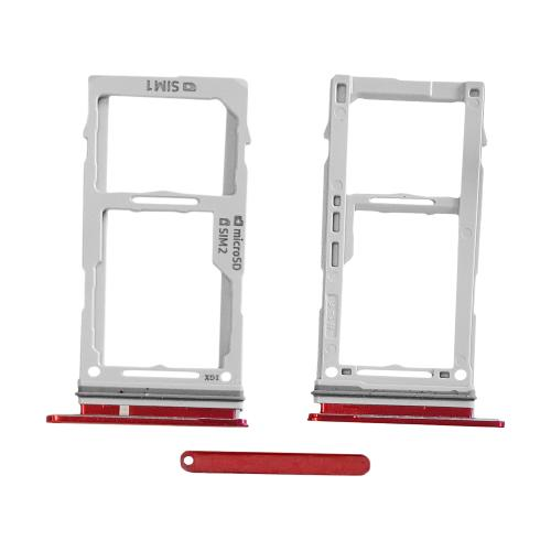 CARRELLO PORTA LETTORE DUAL SIM MICRO SD CARD READER SAMSUNG PER G973F S10 ROSSO RED