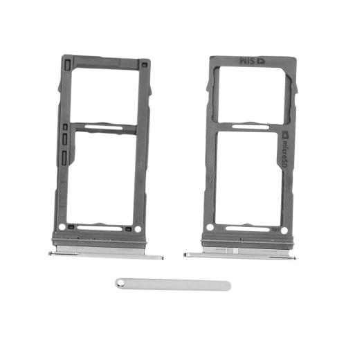 CARRELLO PORTA LETTORE DUAL SIM MICRO SD CARD READER SAMSUNG PER G973F S10 BIANCO WHITE SILVER ARGENTO