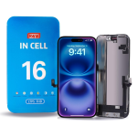 DISPLAY LCD ZY COF FHD INCELL PER APPLE IPHONE 16 TOUCH SCREEN VETRO SCHERMO FRAME NERO(IC INTERCAMBIABILE)