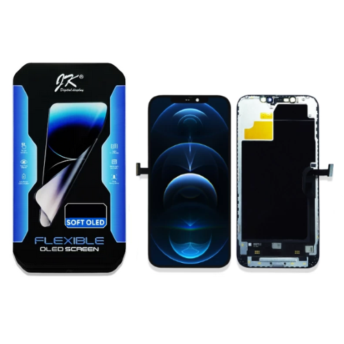 DISPLAY LCD JK SOFT OLED PER APPLE IPHONE 12 / 12 PRO TOUCH SCREEN VETRO SCHERMO FRAME NERO