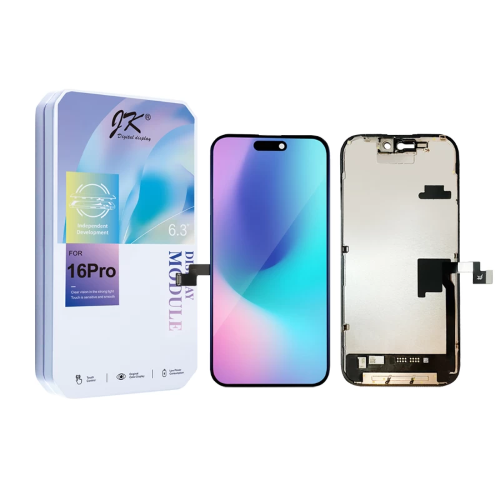 DISPLAY LCD JK FHD INCELL COF PER APPLE IPHONE 16 PRO TOUCH SCREEN VETRO SCHERMO FRAME NERO (IC Intercambiabile)