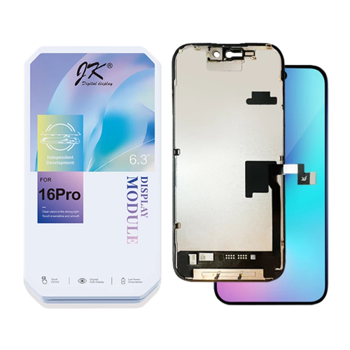 DISPLAY LCD JK FHD INCELL COF PER APPLE IPHONE 16 PRO TOUCH SCREEN VETRO SCHERMO FRAME NERO (IC Intercambiabile)