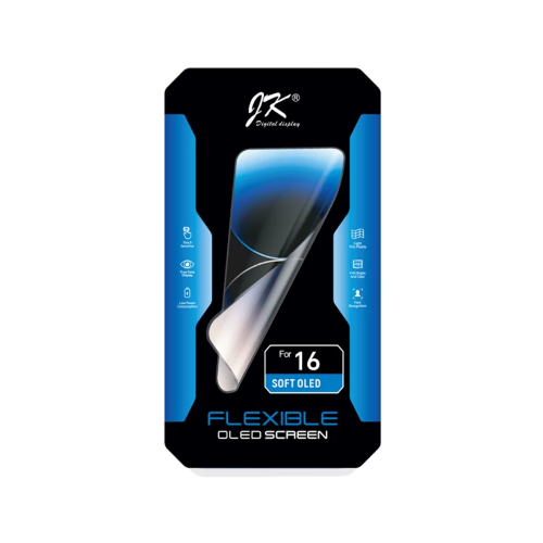 DISPLAY LCD JK SOFT OLED PER APPLE IPHONE 16 TOUCH SCREEN VETRO SCHERMO FRAME NERO