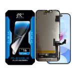 DISPLAY LCD JK SOFT OLED PER APPLE IPHONE 16 TOUCH SCREEN VETRO SCHERMO FRAME NERO