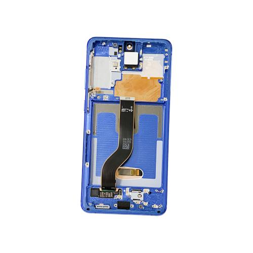 TOUCH SCREEN SCHERMO ORIGINALE SERVICE PACK PER SAMSUNG GALAXY S20 PLUS G985F G986B AURA BLU VETRO LCD DISPLAY CON FRAME GH82-31441H / GH82-31442H