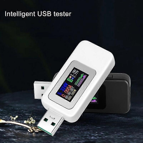 TESTER POWER TENSIONE CORRENTE MULTIFUNZIONE 2 IN 1 VOLTIMETRO AMPEROMETRO SCHERMO USB-A DC4-30V KWS-MX18L BIANCO 