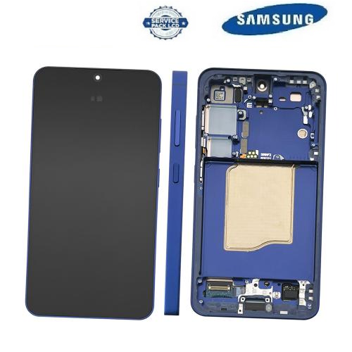 TOUCH SCREEN SCHERMO ORIGINALE SERVICE PACK PER SAMSUNG GALAXY S25 5G S931B BLU / NAVY CON FRAME VETRO LCD DISPLAY GH82-36329D