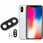 VETRINO VETRO LENTE FOTOCAMERA PER IPHONE X CON CORNICE BIANCO SILVER