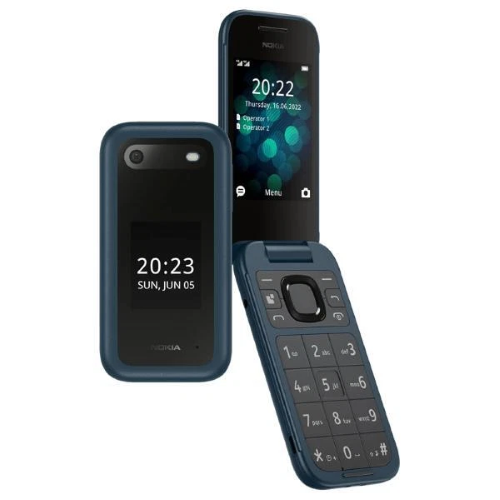 NOKIA 2660 FLIP MOBILE PHONE DUAL SIM 2G TELEFONO CELLULARE TASTI TORCIA RADIO FOTOCAMERA BLUE BLU