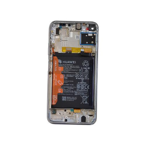 TOUCH SCREEN SCHERMO ORIGINALE  PER HUAWEI P40 LITE VETRO LCD DISPLAY CON FRAME BIANCO / SILVER SERVICE PACK 