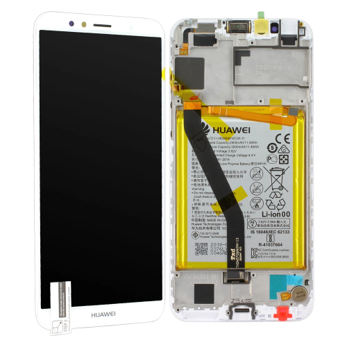 TOUCH SCREEN SCHERMO ORIGINALE PER HUAWEI Y6 2018 ATU-L11 L21 / HONOR 7A AUM-L29 AUM-L41 BIANCO VETRO LCD DISPLAY SERVICE PACK CON BATTERIA 