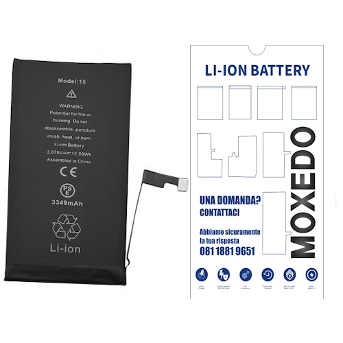 BATTERIA PER APPLE IPHONE 15 3349mAh RICAMBIO PRODUZIONE 2026 0 CICLI (AUTODIAGNOSTICABILE)