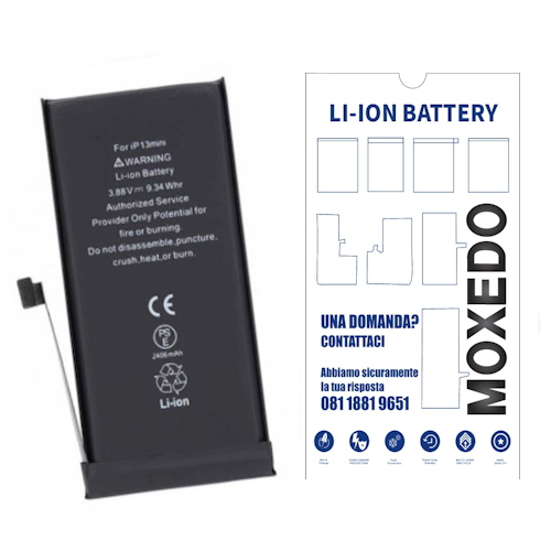 BATTERIA PER APPLE IPHONE 13 MINI 2406mAh RICAMBIO PRODUZIONE 2026 0 CICLI (QUALITA' OEM)