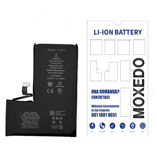 BATTERIA PER APPLE IPHONE 15 PRO 3274mAh RICAMBIO PRODUZIONE 2026 0 CICLI (QUALITA' OEM)