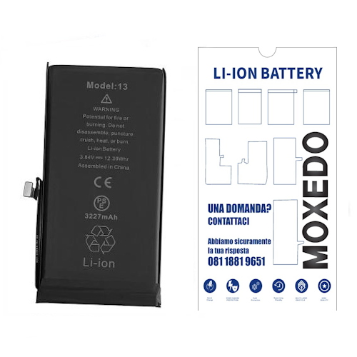 BATTERIA PER APPLE IPHONE 13 3227mAh RICAMBIO PRODUZIONE 2026 0 CICLI (QUALITA' OEM)