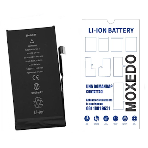 BATTERIA PER APPLE IPHONE 16 3561mAh RICAMBIO PRODUZIONE 2026 0 CICLI (QUALITA' OEM)