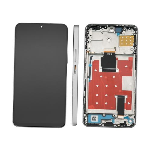 TOUCH SCREEN LCD SCHERMO ORIGINALE SERVICE PACK PER HUAWEI HONOR 90 LITE 5G / X8A 4G 2023 SILVER CON FRAME VETRO DISPLAY H-277