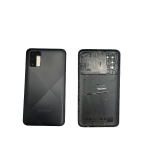 BACK COVER + CAMERA FRAME SAMSUNG A02S A025G SCOCCA COPRIBATTERIA POSTERIORE BLACK NERO