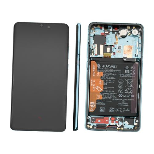 TOUCH SCREEN LCD SCHERMO ORIGINALE SERVICE PACK PER HUAWEI P30 PRO 2019 P30 PRO NEW EDITION 2020 AURORA BLUE CON FRAME VETRO DISPLAY H-300 (NO BATTERIA)