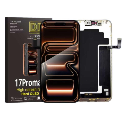 DISPLAY LCD DD HARD OLED PER APPLE IPHONE 17 PRO MAX TOUCH SCREEN VETRO SCHERMO FRAME NERO (IC Intercambiabile)
