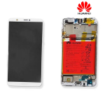 TOUCH SCREEN SCHERMO ORIGINALE SERVICE PACK PER HUAWEI P SMART BIANCO WHITE CON FRAME E BATTERIA 02351SVE VETRO LCD DISPLAY